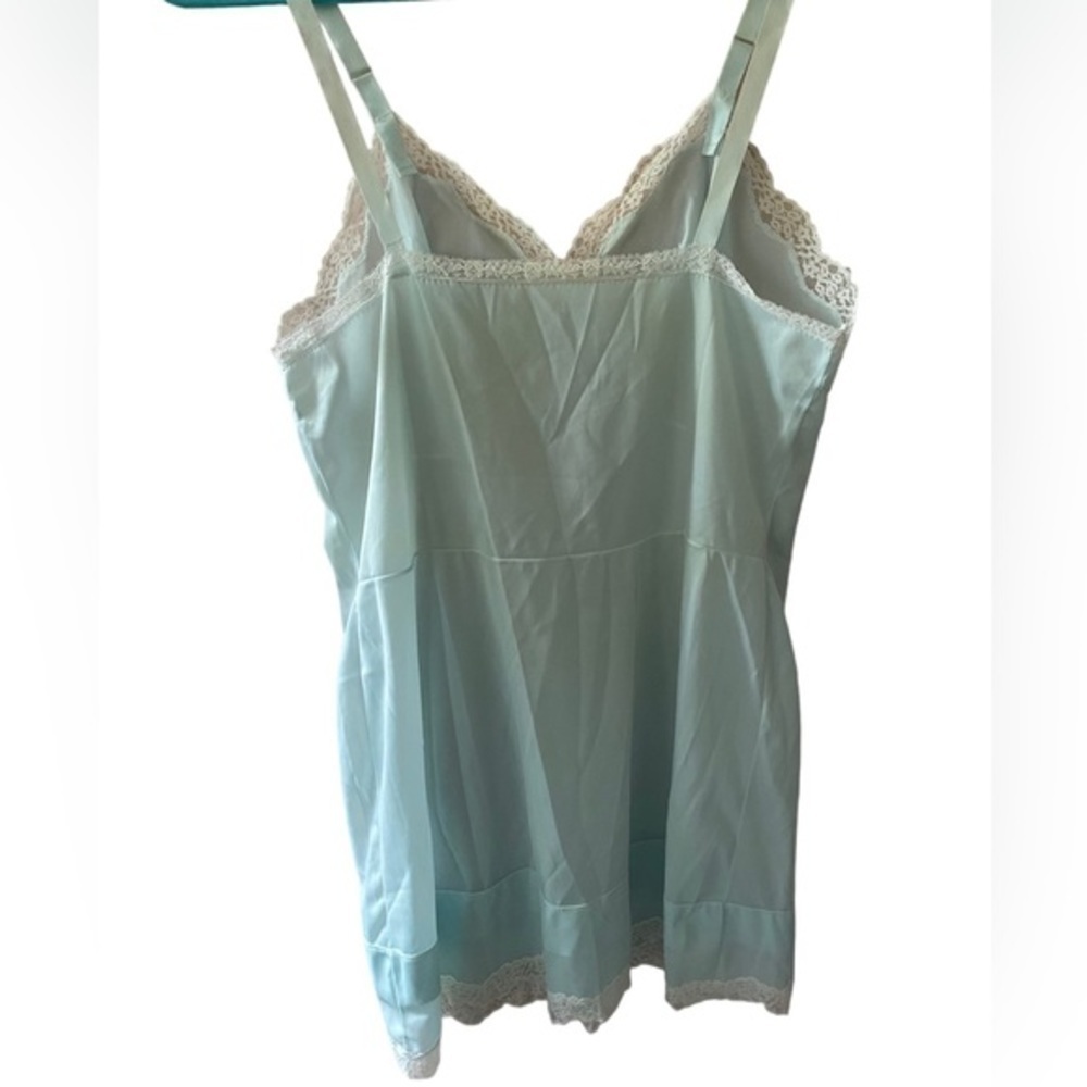 Vintage 50s/60s  women’s short light blue with white lace slip size 34 - Picture 2 of 9